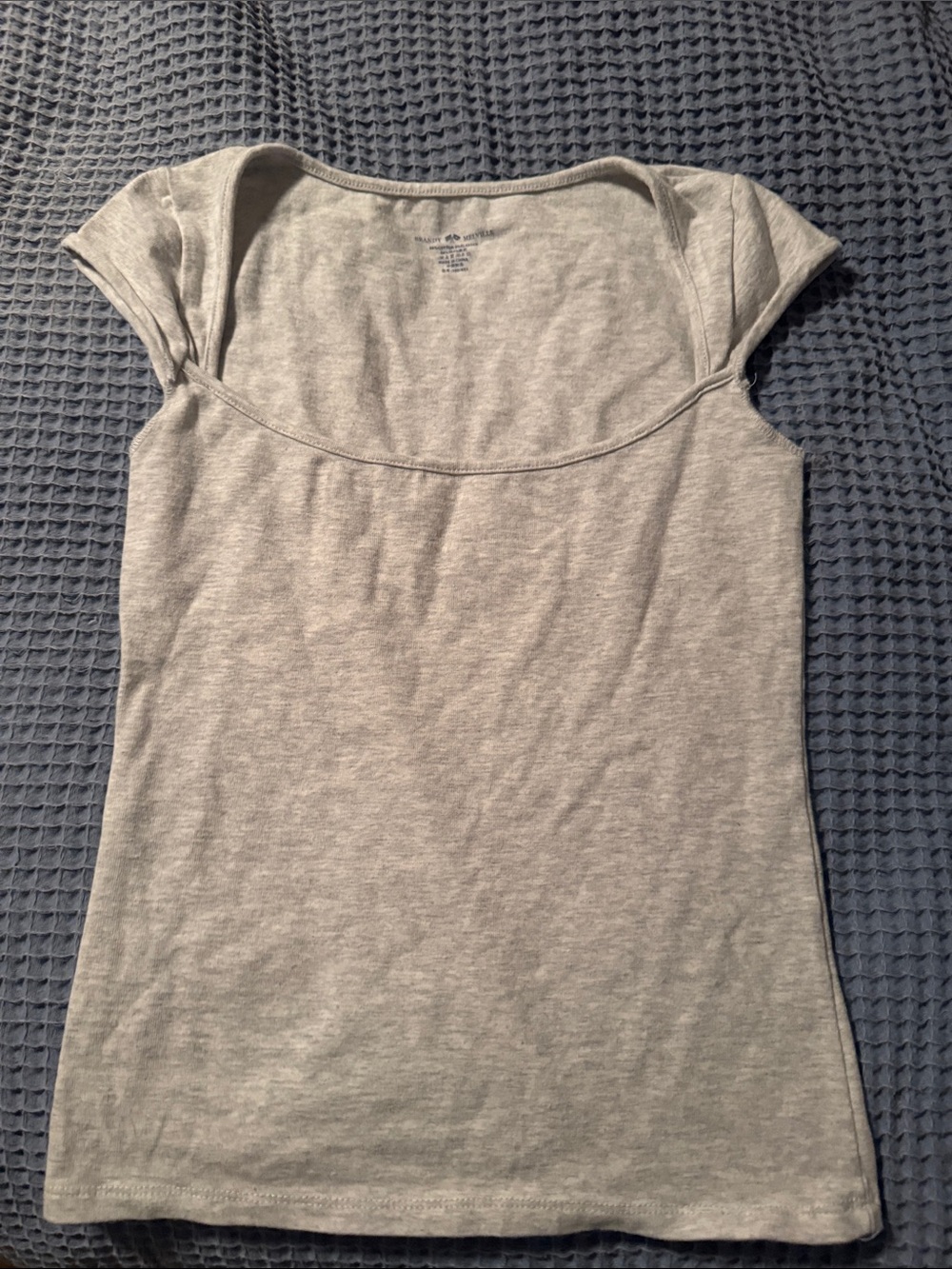 Brandy Melville Light Gray Scoop Neck Cap Sleeve Tee